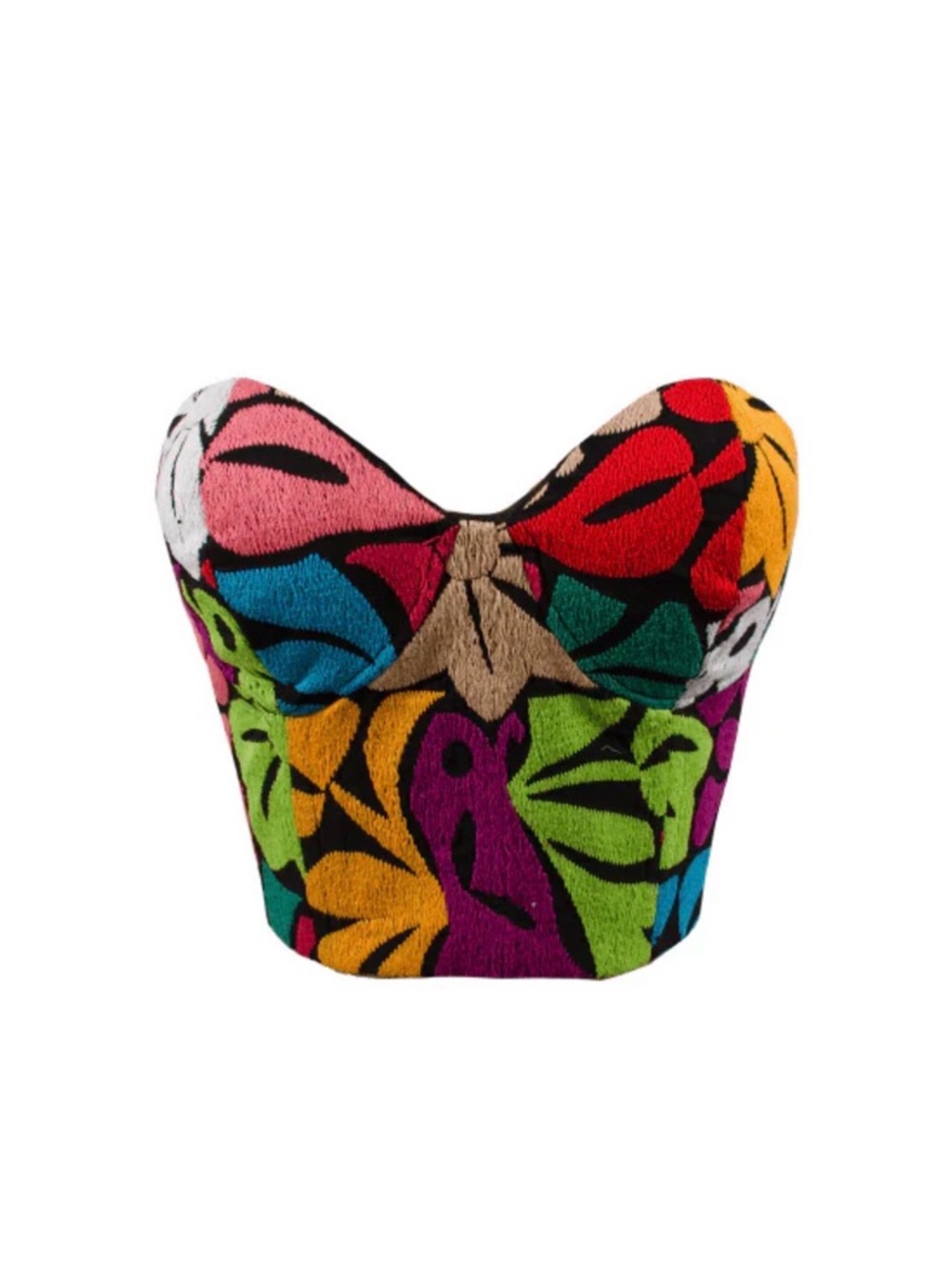 Nayibi Native Mexican Multicolor Embroidered Bustier Crop Top - Women's size M